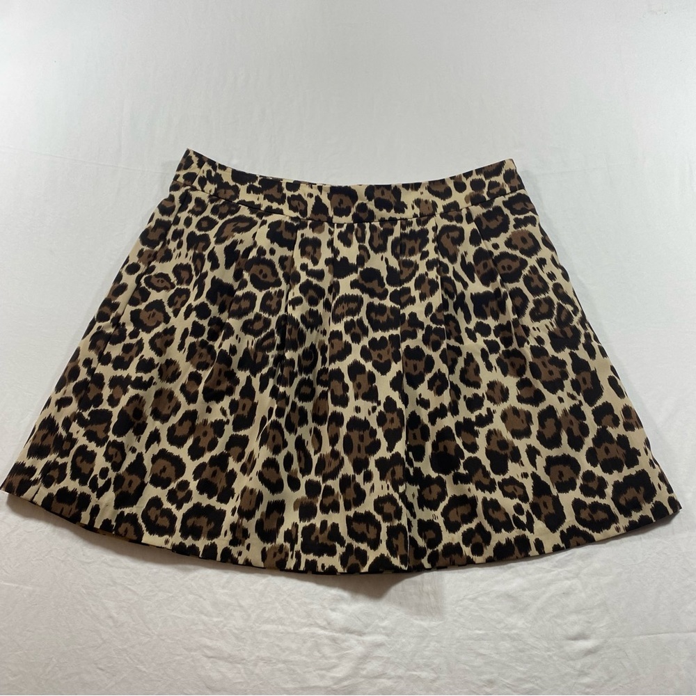 Banana Republic Skirt Woman’s 8P Full A line animal Print Side zipper Mini Skirt